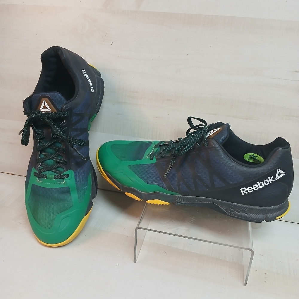 Reebok Crossfit Speed TR Trail, Hiking, Running Shoes, Men's 9 Green Yellow Blue